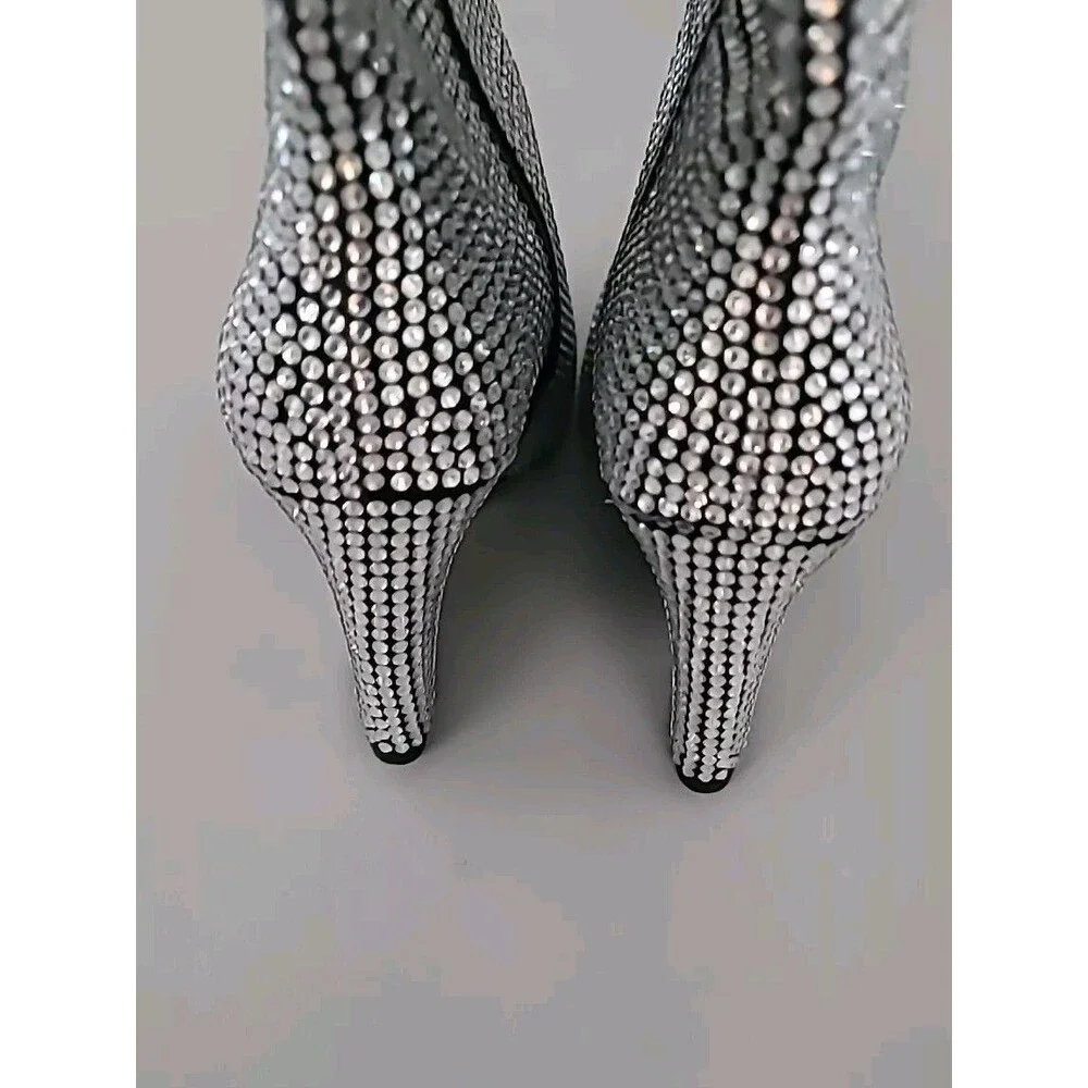 Gianni Bini Gabor Two Rhinestone Pointed Toe Tall Wedge Boots Size 7M